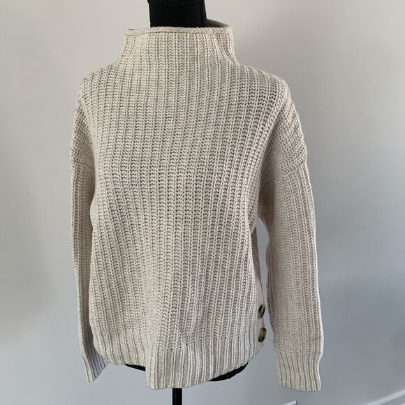 Madewell Womens S Sweater Turtle  Neck Wool Cotton Cream Luxury Thick Net Casual - Picture 1 of 9